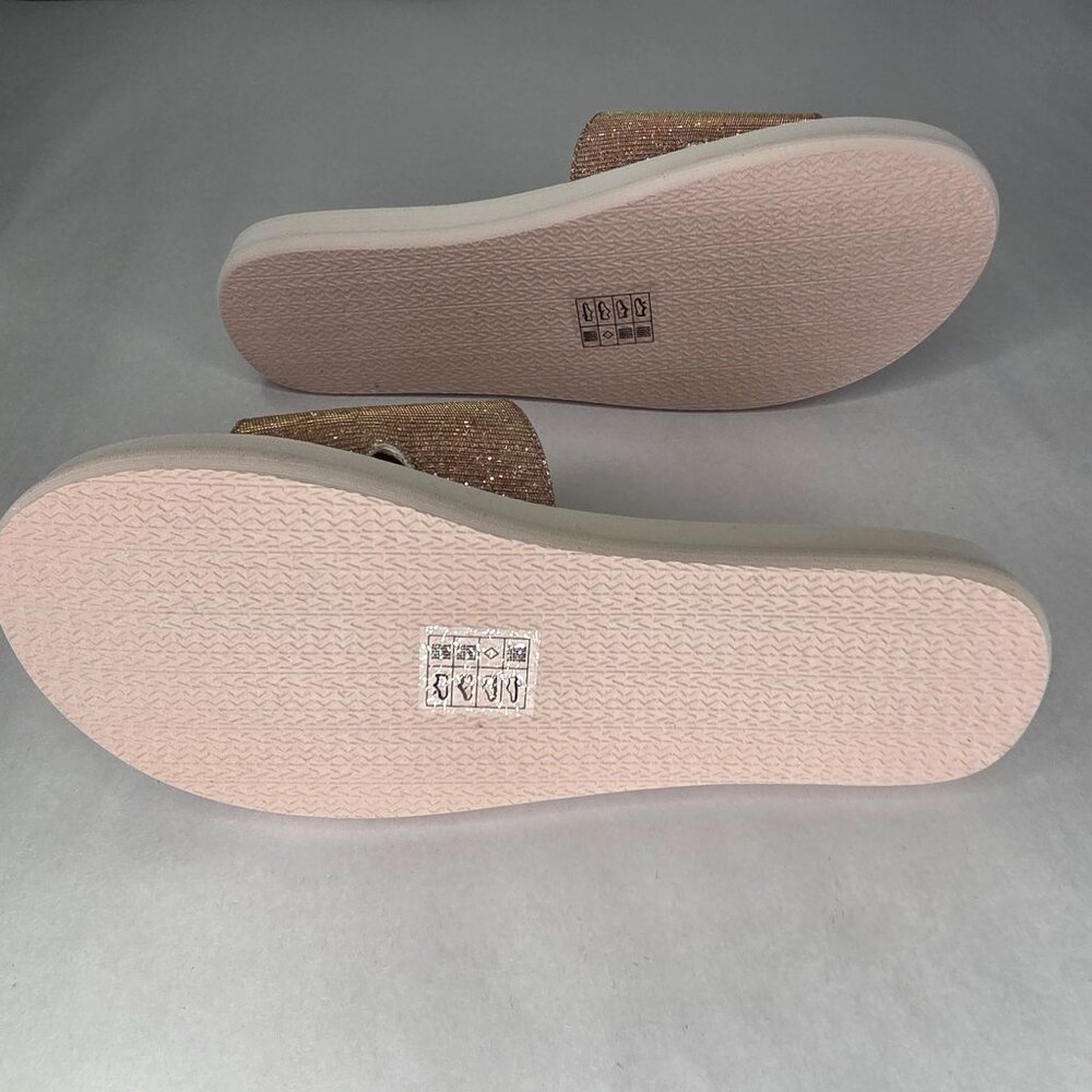 NWT Michael Kors MK Charm Slide Flat Sandals Soft Pink/ Rose Gold - Picture 5 of 7